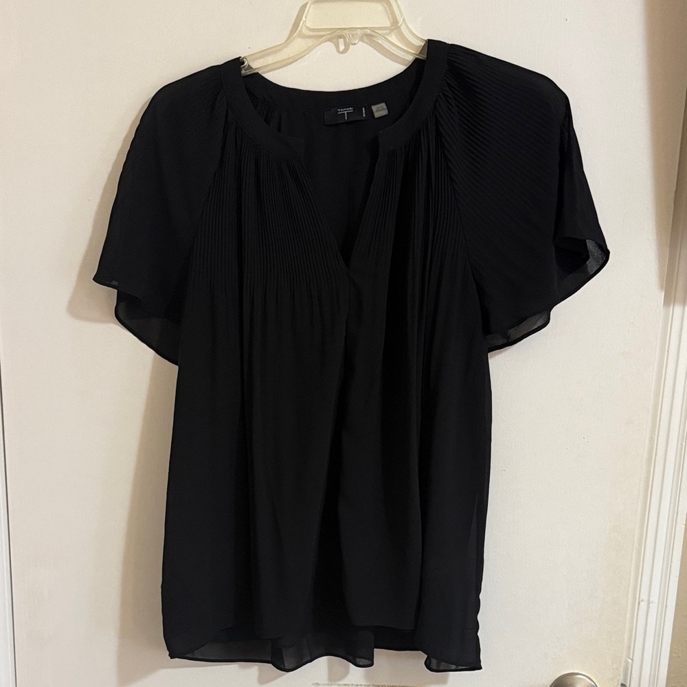 Tahari Black Pleated Women's Blouse